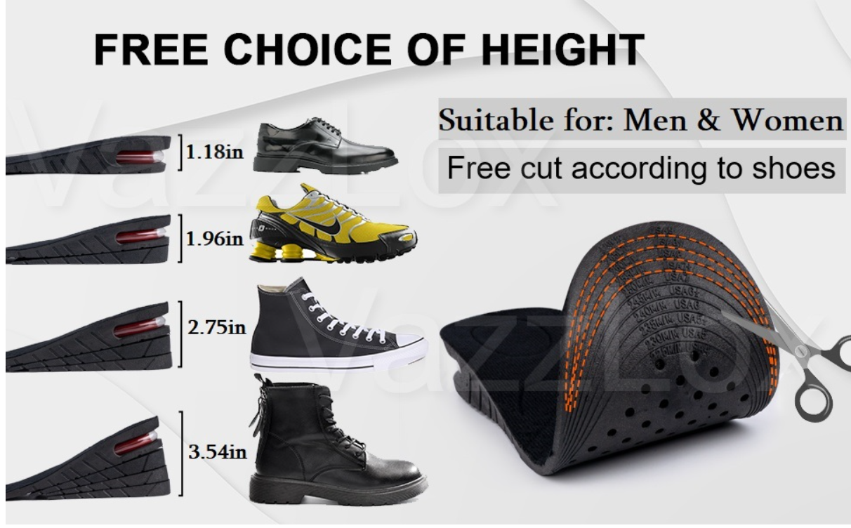 Height Enhancing Insole 4-Layer Adjustable Shoe