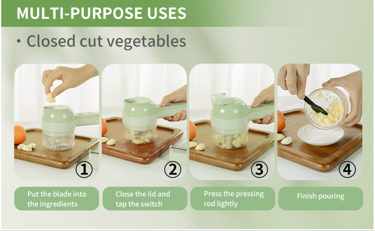 4-in-1 Portable Electric Vegetable Processor